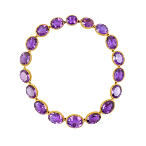 19th century graduated amethyst and gold collet necklace, possibly English c.1890,